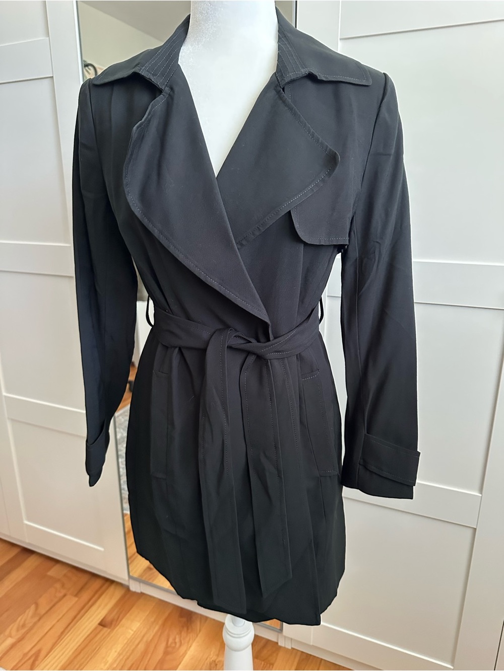 Banana Republic Black Tie-Waist Trench Coat